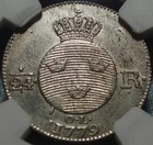 1779 Sweden Graded Ngc Uncirculated Silver  1 24th Riksdaler  King Gustaf Iii