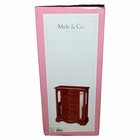 Vintage Mele Wood Jewelry Box Chest Etched Glass Doors 6 Drawers Cherry Finish