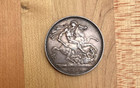Antique 1889 Great Britain One Crown  925 Silver Queen Victoria  St  George Coin