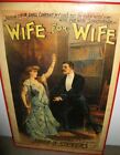 Wife For Wife John A Stevens Original Theatre Poster 1880 s-1890 s Very Rare