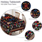Mexican Tablecloth Round 70 Inch  Cinco De Mayo Flower Skull Table Cloth Fies   