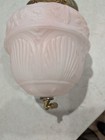 Antique Vintage Victorian Milk Glass Brass Pendant Ceiling Light Lamp