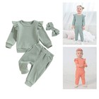 Newborn Toddler Baby Girl Tops  pants  headband 3pcs Outfits Kids Clothes Set