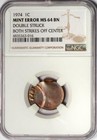 1974 Ngc Ms64 Double Struck Off Center Die Clash Lincoln Cent Mint Error Unique