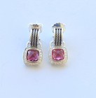 David Yurman Pink Tourmaline   Sterling Silver Albion Drop Earrings