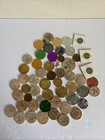 Mixed Lot Of 55 Medals  token Coins wooden Nickels Miscellaneous Items