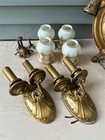 Antique Art Deco Chandelier Ceiling Fixture W milk Glass Shades   Wall Sconces