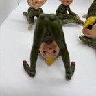 Vintage 1950 Christmas Ceramic Pixie Elf 6 Figurines Japan Tumbling Elves Repair