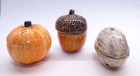 England Fall Trio Set   Pumpkin   Acorn   Walnut   3 Pie Bird Vents Blp Pottery