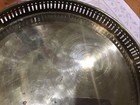 1950-70 Vtg Brass Serving Tray Round Gallery Edge Pierced Rim Ornate In India