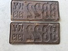 1919 Kentucky License Plate Pair - 8822 - Low Four Digit - Rare Pair