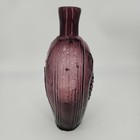 Clevenger Bros  Hand Blown Glass Works Amethyst Purple Glass Bottle Eagle Grapes