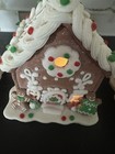 3pc Gingerbread House Village Decor Illuminated Glitter Ceramic Small 10in