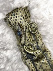 Women   s Woven Geometric Tie  Beaded Accents  Light Green blue   Gold Colorway