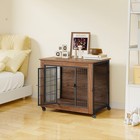 32 5  Mobile Dog Crate Furniture Kennel Side Table Indoor Pet Cage 2 Steel Doors