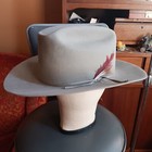 Sz 7 Vintage Western Royal Stetson Fedora Cowboy Town Hat Feather Gray