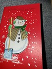 Vintage Christmas Greeting Card Snowman With Gold Suit And Shovel Nos Unused