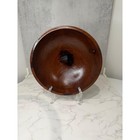 Hand Turned Solid Wood Decorative Bowl Dark Walnut Stain Round 12  Centerpiece