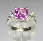 5 00 Ct Cushion Cut Natural Pink Sapphire Diamond Ring 14k White Gold Size 7