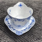 Royal Copenhagen Blue Fluted Full Lace Gravy Boat W  Attached Underplate  1105