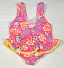 Vintage Girls Swimsuit Size 18 Months 80s Pink Koala Bears Ruffle Skirt Made Usa