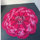 Handmade Crochet Doily Variegated Pink Magenta Round Scalloped Lace 14 Inch