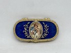 Vintage Estee Lauder Solid Perfume Holder Blue Enamel Victorian Couple Cameo