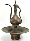 Beautiful Rare Antique Middle Eastern Water Ewer   Basin Copper Bronze Fast Ship