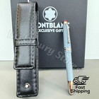 Montblanc Meisterst  ck 163 Fountain Pen Light Blue Silver Trim W  Case