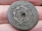 1848 Braided Hair Large Cent Penny- About Good Details  Holed Through Center