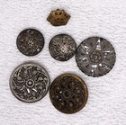 Lot Vintage Antique Metal Buttons 5 Victorian Filigree   1 Art Deco Star Button