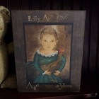 Primitive Victorian Vintage Folk Art Style Girl 1786 Holds Rooster Portrait Sign