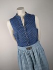 Dirndl  l 44  Midi Blue Patterned With Matching Apron With Dirndl Clasp -