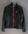 Womens The North Face Osito Full Zip Jacket Dark Gray Pink Accent Fleece  Sz L