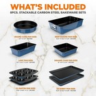 Nutrichef 8pcs  Stackable Carbon Steel Bakeware Sets - Non-stick Coating  blue 