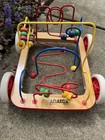 Anatex Wood Wire Bead Maze On Wheels Busy Toy Baby Toddler Excellent Made Usa 