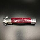 9  Tactical Red Pearl Spring Assisted Open Blade Folding Pocket Knife With Clip