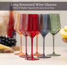 Colored Wine Glasses Set Of 6  Jewel Tone - Hand Blown Crystal Glass 16 Oz