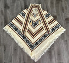 Vtg Tejidos Diaz Wool Blend Zarape Poncho South West Motif  Mayan Incan Ecuador