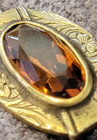 Antique Stickpin Citrine-amber Bezel Set Colored Stone Gold Tone Tie Lapel Pin