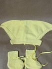 Vintage Baby Sweater hand Knit yellow Sweater And Booties newborn Clothes