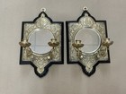 Pair Of Arts And Crafts Brass Mirror Double Candle Sconces Antique Victorian