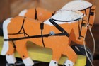 Vintage Wooden Horse Pull Toy Primitive Folk Art Antique Western Toy Cowboy Etc