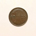 1925 Germany 1 Reichspfennig Coin Weimar Republic German Old Coin 