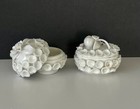 Pair Of Antique White Porcelain Pill  Trinket Boxes With Lids