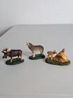 Vtg  Lipco Mini Lot Of 3 Village Wildlife Animal Figures Moose  Wolf    Deer