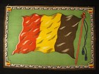 Belgium Flag Cigarette Cigar Box Flannel Tobacco Felt Flannel Silk 10x8 C 1910