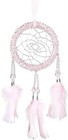 Luxury Dream Catchers - Light Rooster Feather With Crystal Diamond  Small Pink