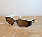 Chanel 6056 Urban Vintage Cat Eye Sunglasses 54mm Black white beige Lens 100  Uv
