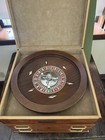 Vintage Roulette Wheel   Chess   Checkers Gaming Burl Wood Fitted Box Set Euc